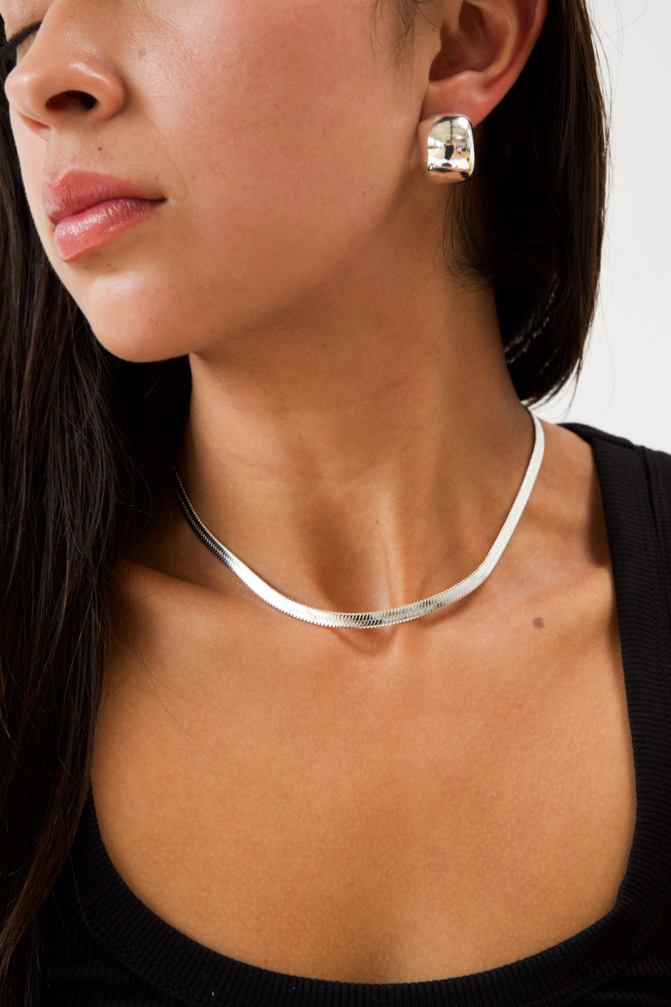 HERRIGBONE CHAIN NECKLACE SILVER