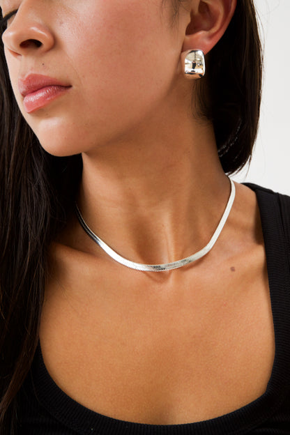 HERRIGBONE CHAIN NECKLACE SILVER