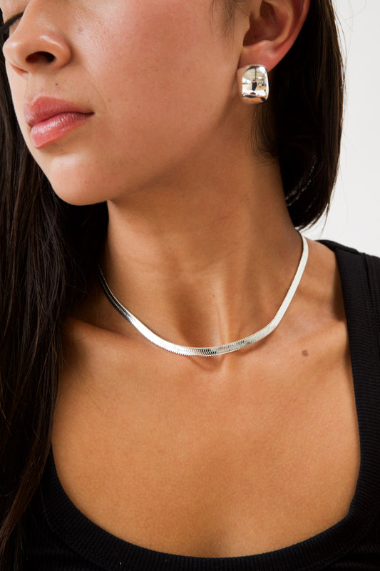 HERRIGBONE CHAIN NECKLACE SILVER