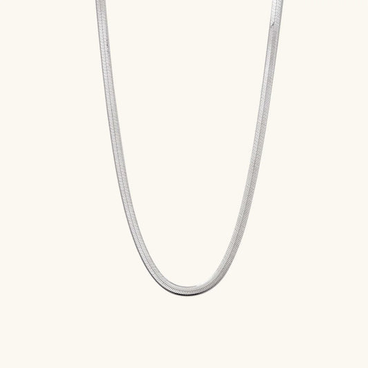 HERRIGBONE CHAIN NECKLACE SILVER