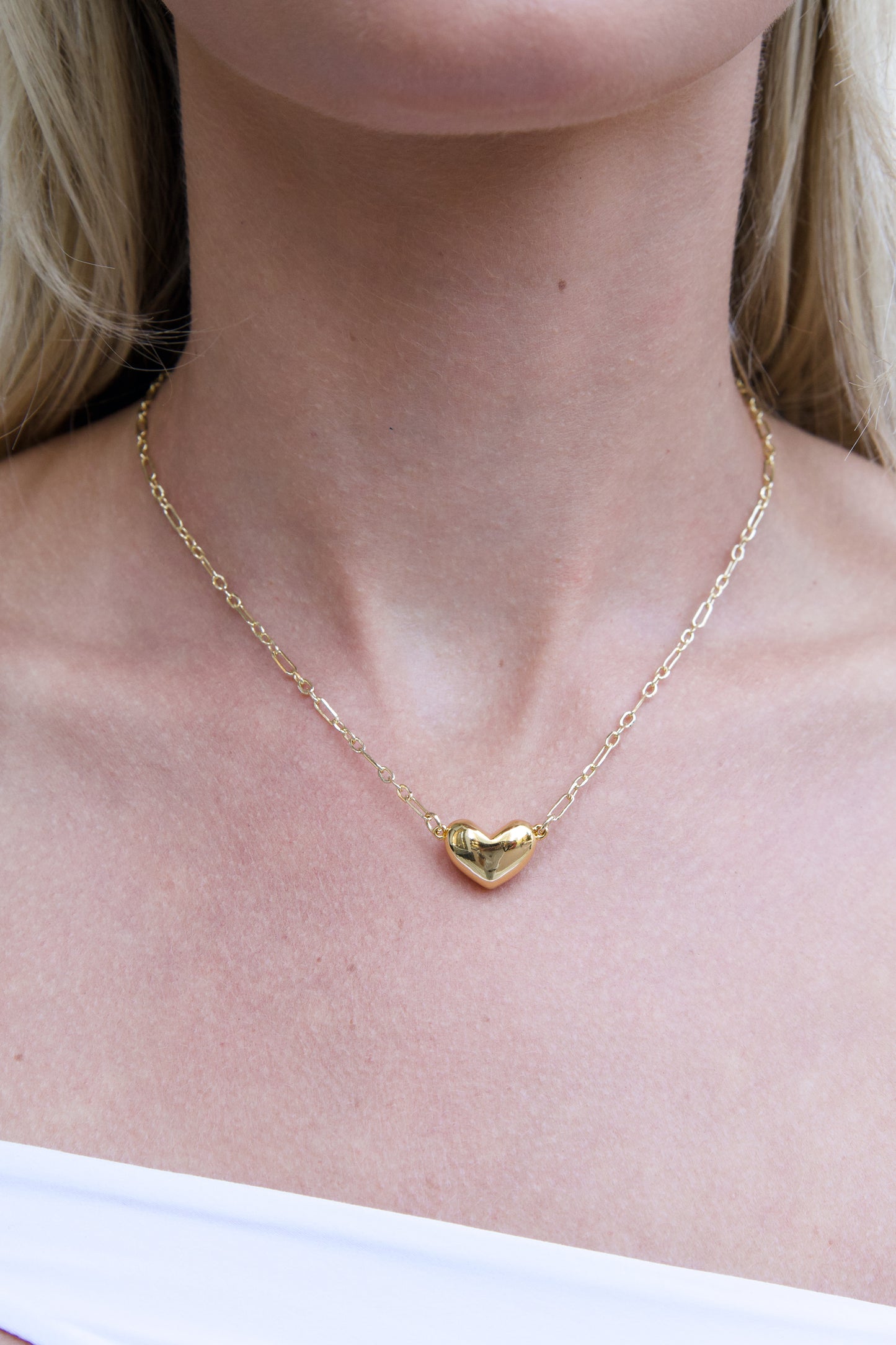 PUFFY HEART CHAIN NECKLACE