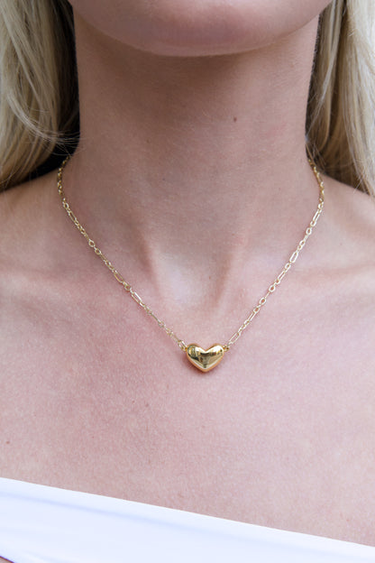 PUFFY HEART CHAIN NECKLACE